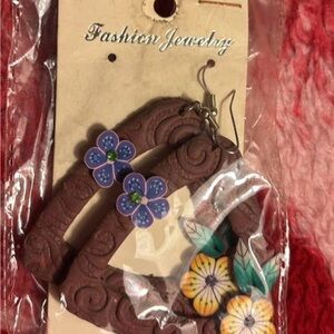 Brown Floral Earrings